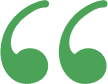 Decorative green quotation marks symbol for testimonials or reviews section.